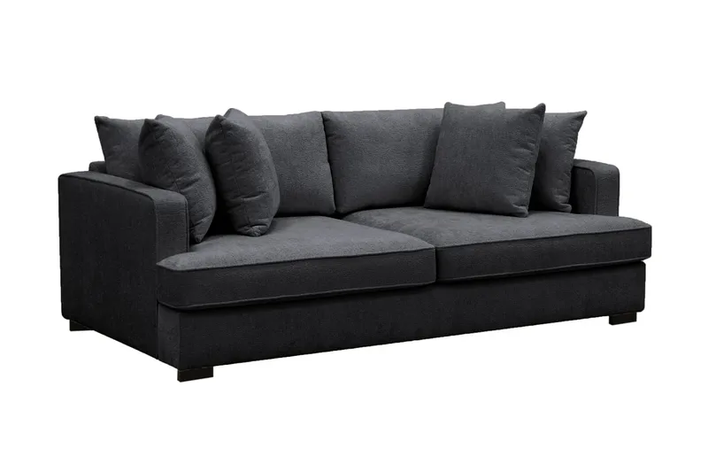 Rossita 3-personers Dyb Sofa i Chenille - Sort - Møbler - Sofaer - 3 personers sofa