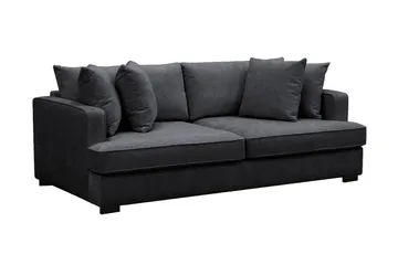 Rossita 3-personers Dyb Sofa i Chenille - Trenza 01, Sort Chenille - Møbler - Sofaer - 3 personers sofa