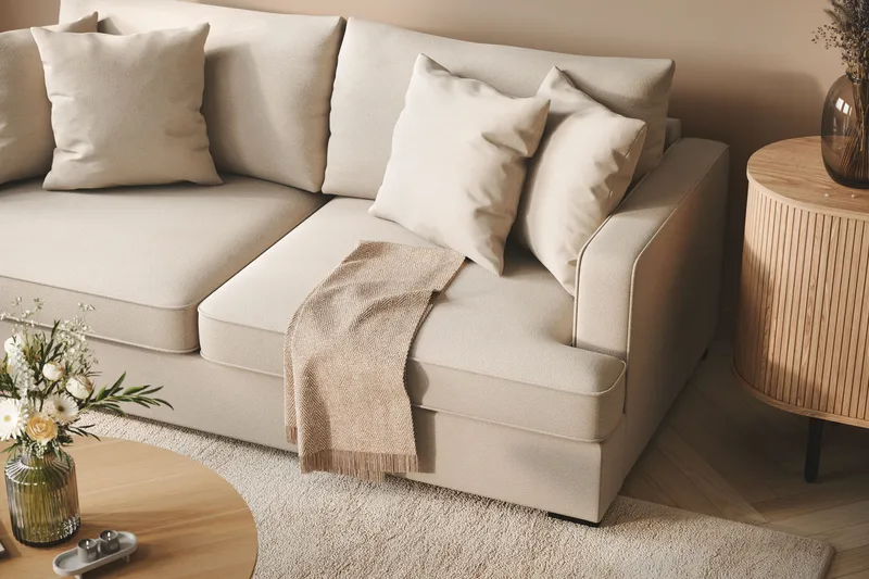 Rossita 3-personers Dyb Sofa i Bouclé - Beige - Møbler - Sofaer - 3 personers sofa