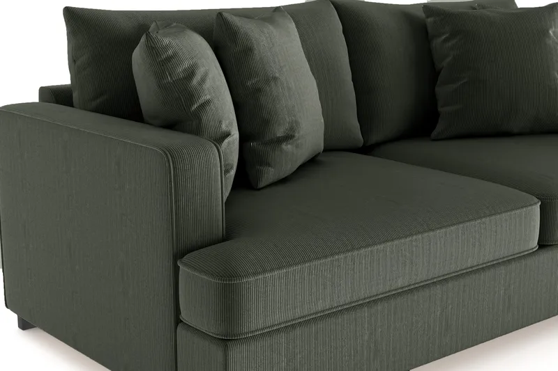 Rossita 3-personers Dyb Sofa i Jernbanefløjl - Mørkegrøn - Møbler - Sofaer - 3 personers sofa