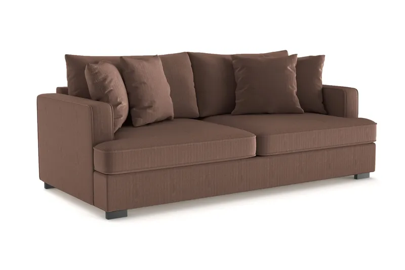 Rossita 3-personers Dyb Sofa i Jernbanefløjl - Brun - Møbler - Sofaer - 3 personers sofa