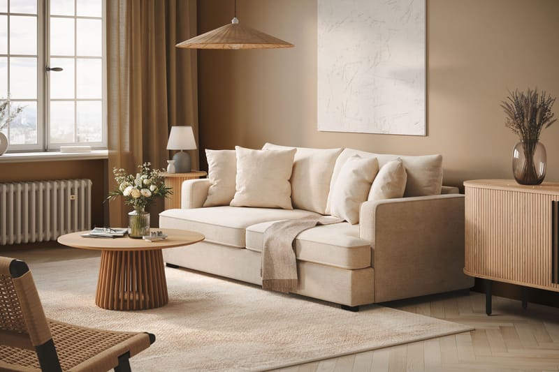 Rossita 3-personers Dyb Sofa i Chenille - Beige - Møbler - Sofaer - 3 personers sofa
