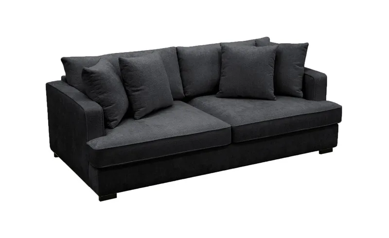 Rossita 3-personers Dyb Sofa i Chenille - Sort - Møbler - Sofaer - 3 personers sofa