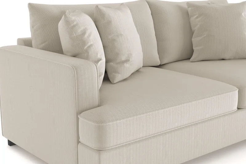 Rossita 3-personers Dyb Sofa i Jernbanefløjl - Greige - Møbler - Sofaer - 3 personers sofa