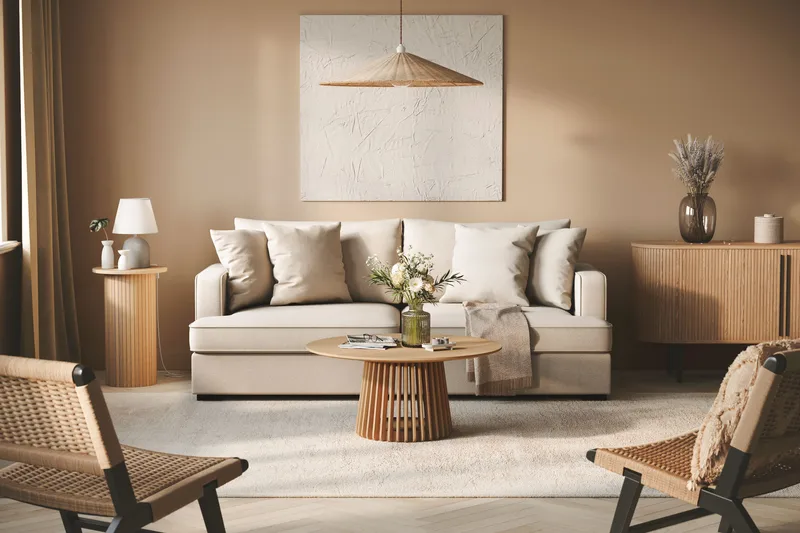 Rossita 3-personers Dyb Sofa i Bouclé - Beige - Møbler - Sofaer - 3 personers sofa