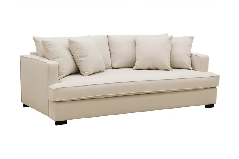 Rossita 3-personers Dyb Sofa med Hel Pude i Bouclé - Beige - Møbler - Sofaer - 3 personers sofa