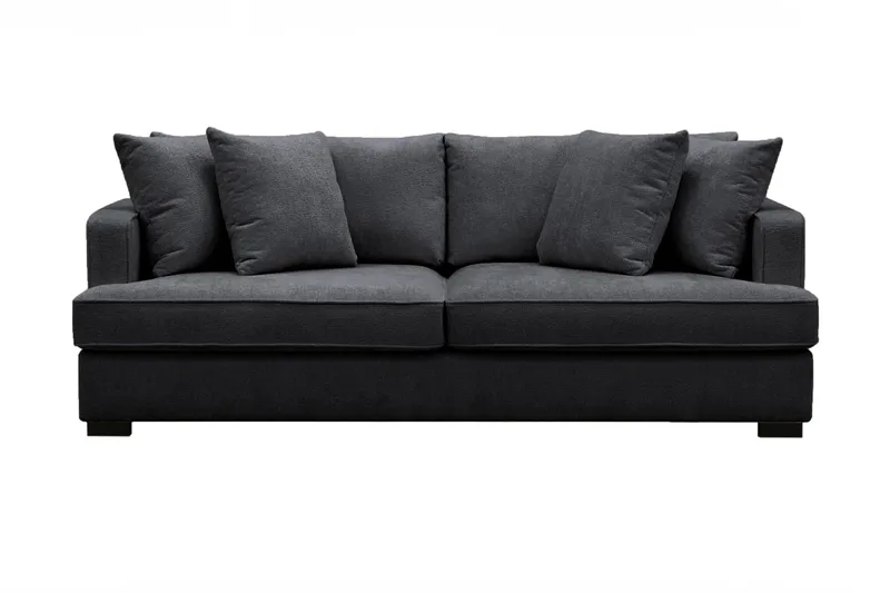 Rossita 3-personers Dyb Sofa i Chenille - Sort - Møbler - Sofaer - 3 personers sofa
