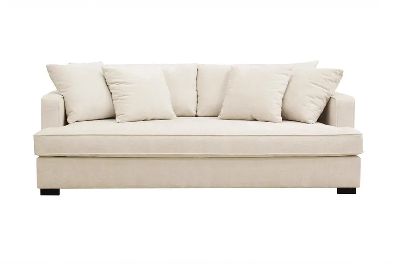 Rossita 3-personers Dyb Sofa med Hel Pude i Chenille - Beige - Møbler - Sofaer - 3 personers sofa