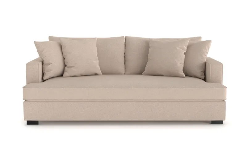 Rossita 3-personers Dyb Sofa med Hel Pude i Stof - Beige - Møbler - Sofaer - 3 personers sofa