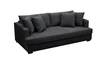 Rossita 3-personers Dyb Sofa med Hel Pude i Chenille - Trenza 01, Sort Chenille - Møbler - Sofaer - 3 personers sofa