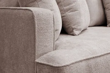Rossita 3-personers Dyb Sofa med Hel Pude i Chenille - Trenza 08, Grå/Brun Chenille - Møbler - Sofaer - 3 personers sofa