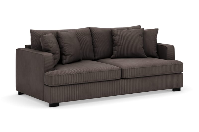 Rossita 3-personers Dyb Sofa i Jernbanefløjl - Mørkegrå - Møbler - Sofaer - Velour sofaer