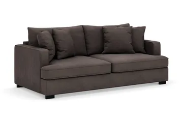 Rossita 3-personers Dyb Sofa i Jernbanefløjl - Mørkegrå - Møbler - Sofaer - Velour sofaer