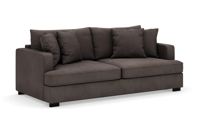 Rossita 3-personers Dyb Sofa i Jernbanefløjl - Mørkegrå - Møbler - Sofaer - Velour sofaer