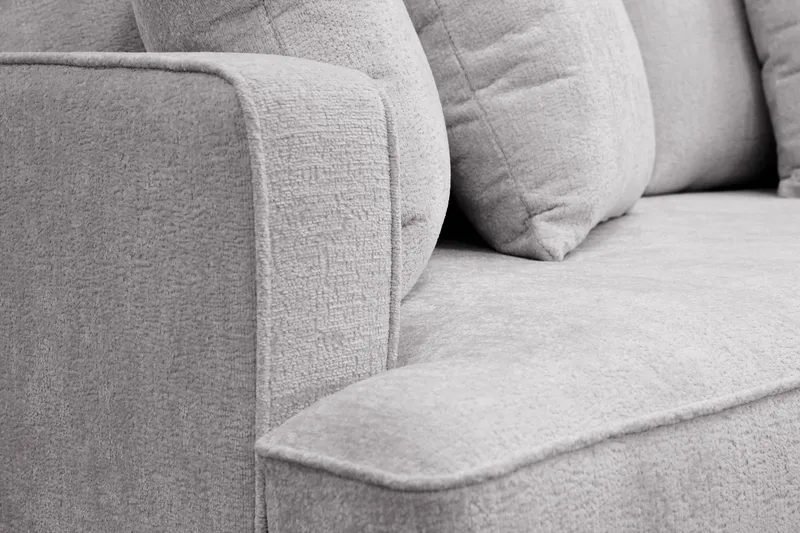 Rossita 3-personers Dyb Sofa med Hel Pude i Chenille - Grå - Møbler - Sofaer - 3 personers sofa