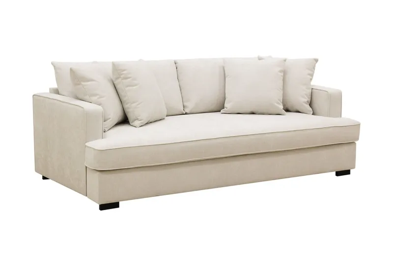 Rossita 3-personers Dyb Sofa med Hel Pude i Stof - Beige - Møbler - Sofaer - 3 personers sofa