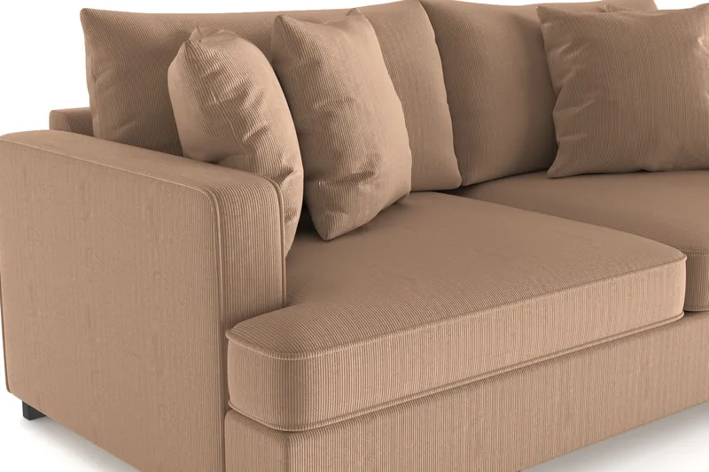 Rossita 3-personers Dyb Sofa i Jernbanefløjl - Brun - Møbler - Sofaer - 3 personers sofa