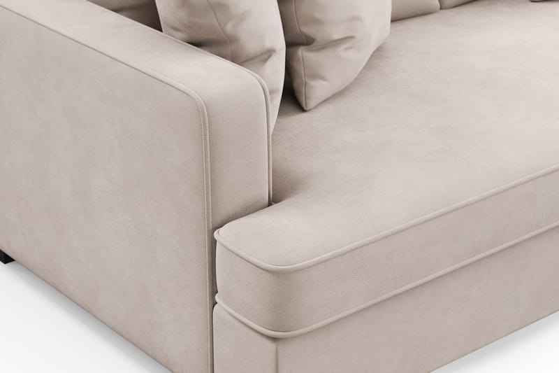 Rossita 3-personers Dyb Sofa med Hel Pude i Fløjl - Beige - Møbler - Sofaer - Velour sofaer