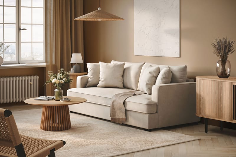 Rossita 3-personers Dyb Sofa i Stof - Beige - Møbler - Sofaer - 3 personers sofa
