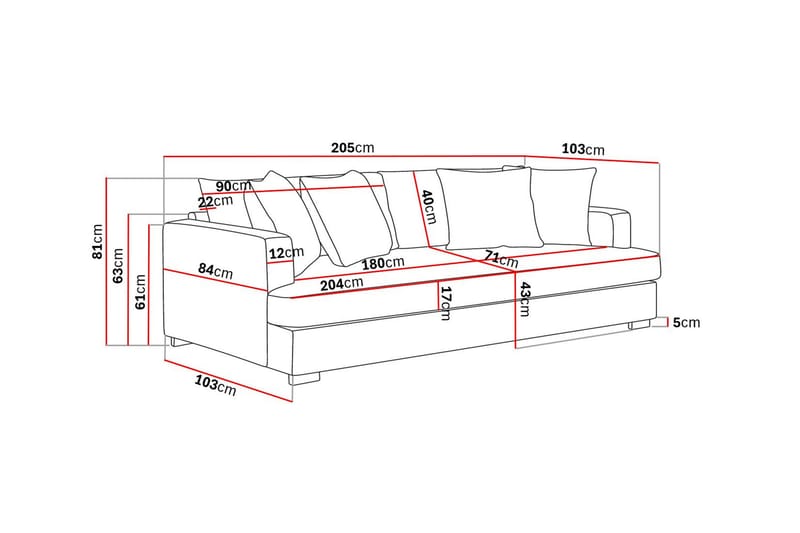 Rossita 3-personers Dyb Sofa med Hel Pude i Bouclé - Beige - Møbler - Sofaer - 3 personers sofa