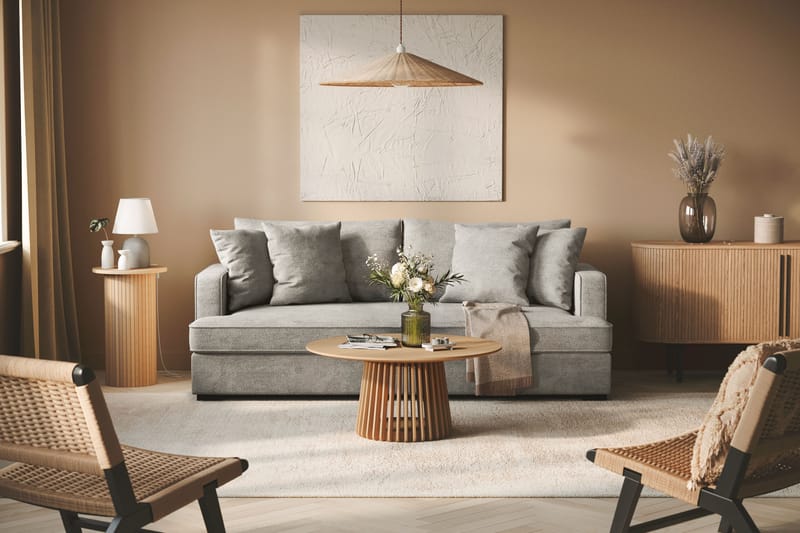 Rossita 3-personers Dyb Sofa i Chenille - Grå - Møbler - Sofaer - 3 personers sofa