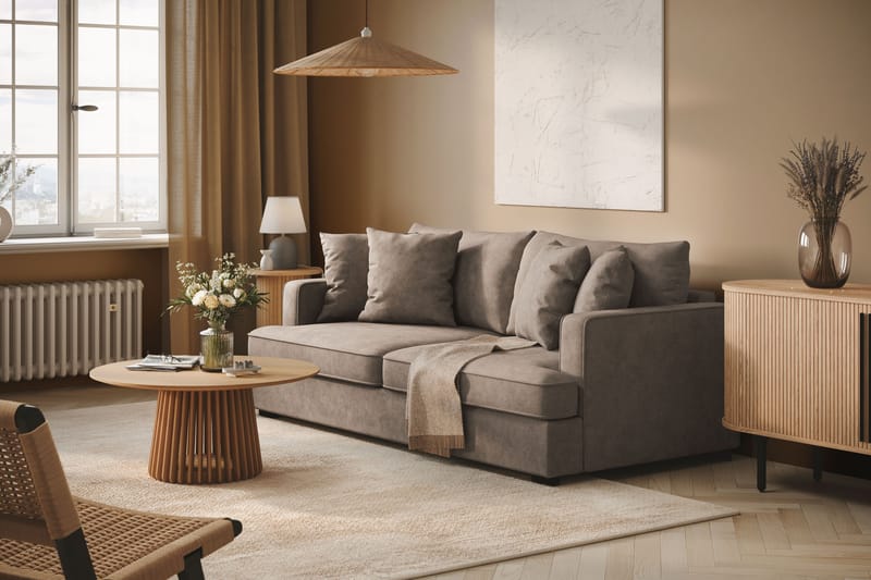 Rossita 3-personers Dyb Sofa i Stof - Brun - Møbler - Sofaer - 3 personers sofa
