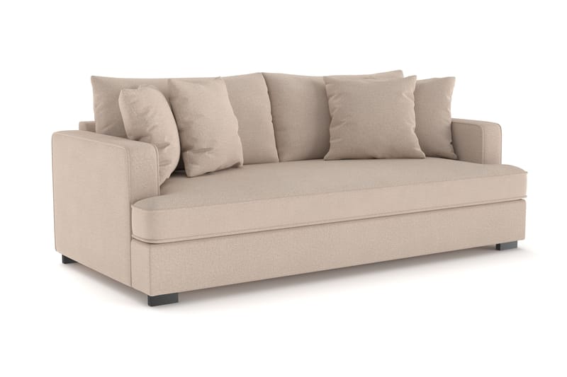 Rossita 3-personers Dyb Sofa med Hel Pude i Stof - Beige - Møbler - Sofaer - 3 personers sofa