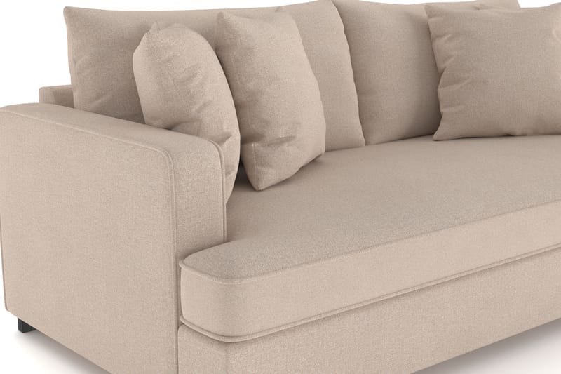 Rossita 3-personers Dyb Sofa med Hel Pude i Stof - Beige - Møbler - Sofaer - 3 personers sofa