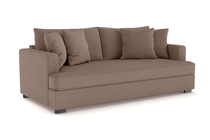 Rossita 3-personers Dyb Sofa med Hel Pude i Stof - Brun - Møbler - Sofaer - 3 personers sofa