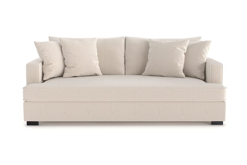 Rossita 3-personers Dyb Sofa med Hel Pude i Jernbanefløjl - Beige - Møbler - Sofaer - 3 personers sofa