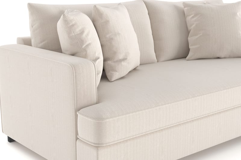 Rossita 3-personers Dyb Sofa med Hel Pude i Jernbanefløjl - Beige - Møbler - Sofaer - 3 personers sofa
