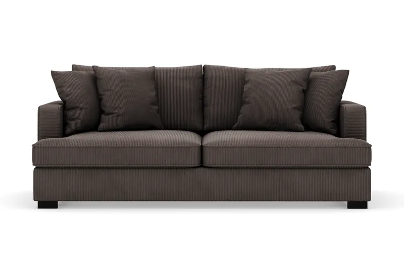 Rossita 3-personers Dyb Sofa i Jernbanefløjl, Mørkegrå