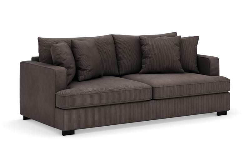 Rossita 3-personers Dyb Sofa i Jernbanefløjl - Mørkegrå - Møbler - Sofaer - Velour sofaer