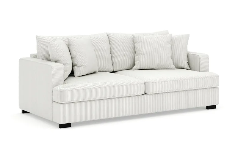 Rossita 3-personers Dyb Sofa i Jernbanefløjl - Offwhite - Møbler - Sofaer - Velour sofaer