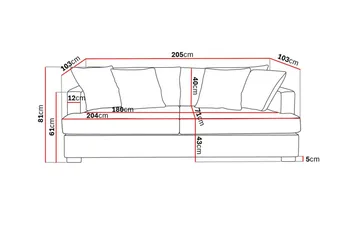 Rossita 3-personers Dyb Sofa i Chenille - Beige - Møbler - Sofaer - 3 personers sofa