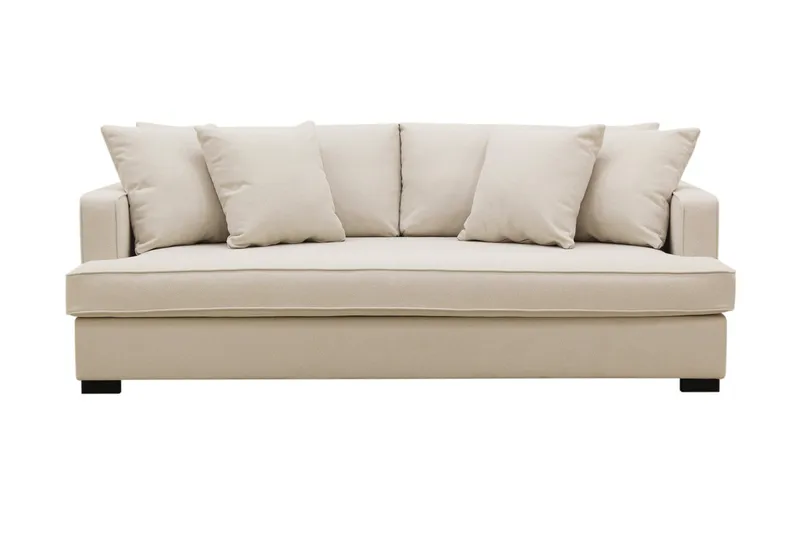 Rossita 3-personers Dyb Sofa med Hel Pude i Bouclé, Beige