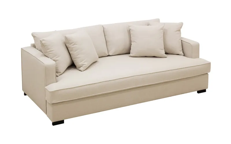Rossita 3-personers Dyb Sofa med Hel Pude i Bouclé - Beige - Møbler - Sofaer - 3 personers sofa