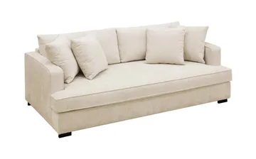 Rossita 3-personers Dyb Sofa med Hel Pude i Chenille - Trenza 06, Beige Chenille - Møbler - Sofaer - 3 personers sofa