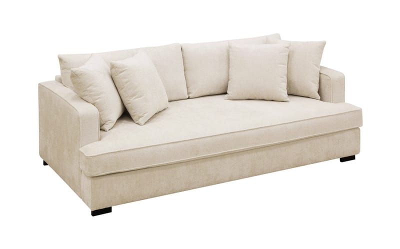 Rossita 3-personers Dyb Sofa med Hel Pude i Chenille - Beige - Møbler - Sofaer - 3 personers sofa