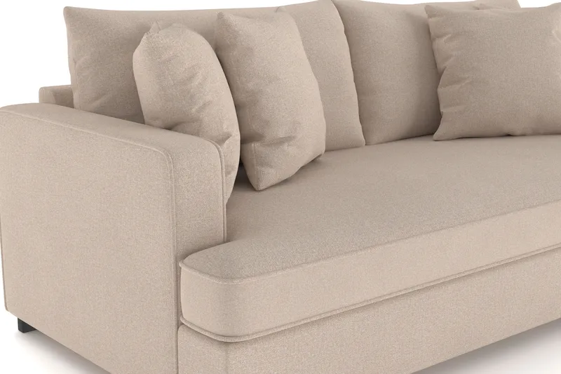 Rossita 3-personers Dyb Sofa med Hel Pude i Stof - Beige - Møbler - Sofaer - 3 personers sofa
