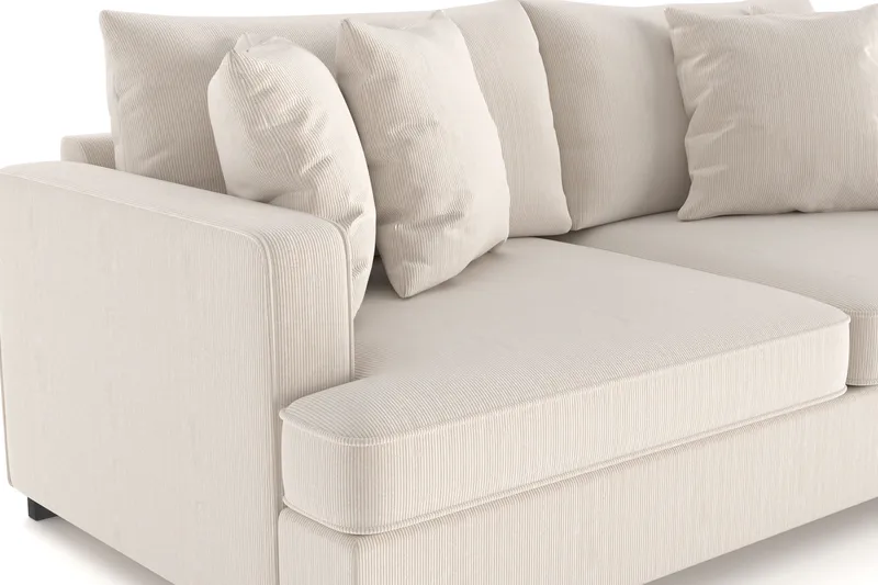 Rossita 3-personers Dyb Sofa i Jernbanefløjl - Beige - Møbler - Sofaer - 3 personers sofa