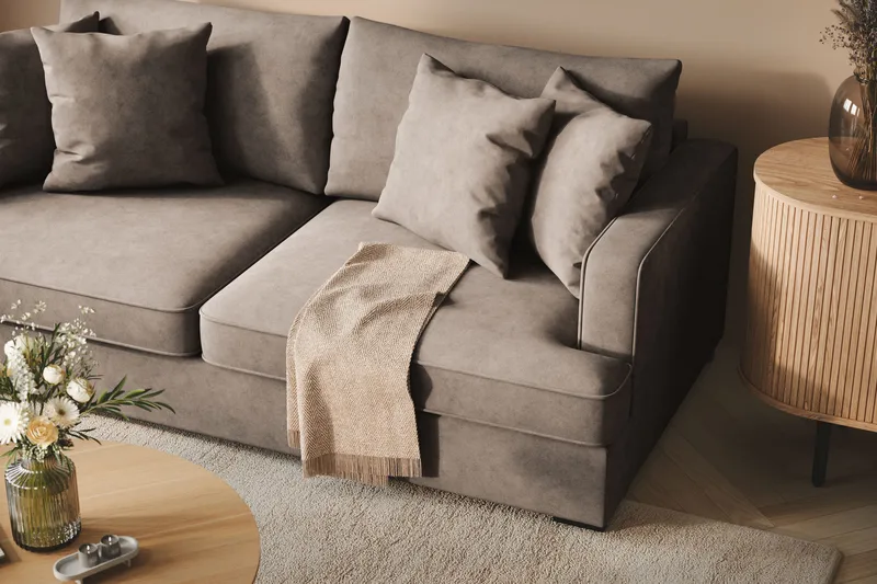 Rossita 3-personers Dyb Sofa i Stof - Brun - Møbler - Sofaer - 3 personers sofa