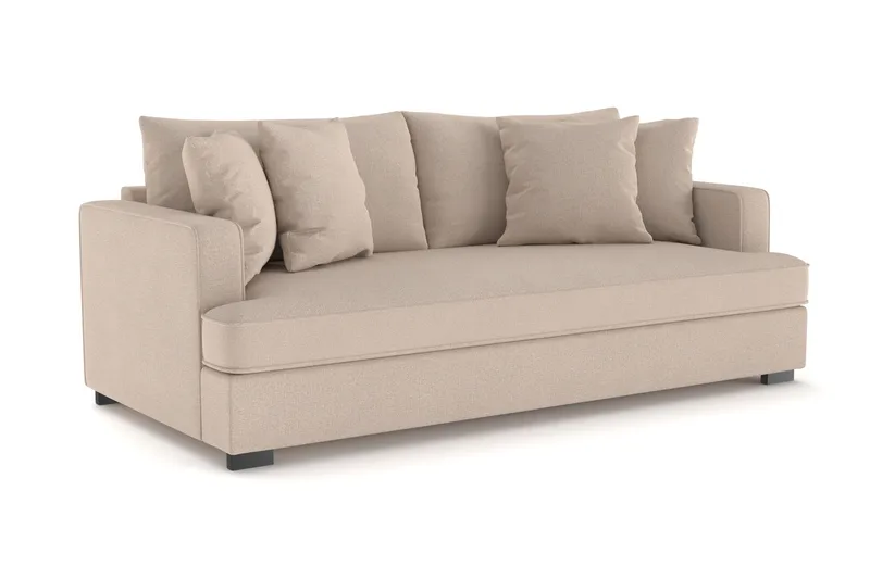 Rossita 3-personers Dyb Sofa med Hel Pude i Stof - Beige - Møbler - Sofaer - 3 personers sofa