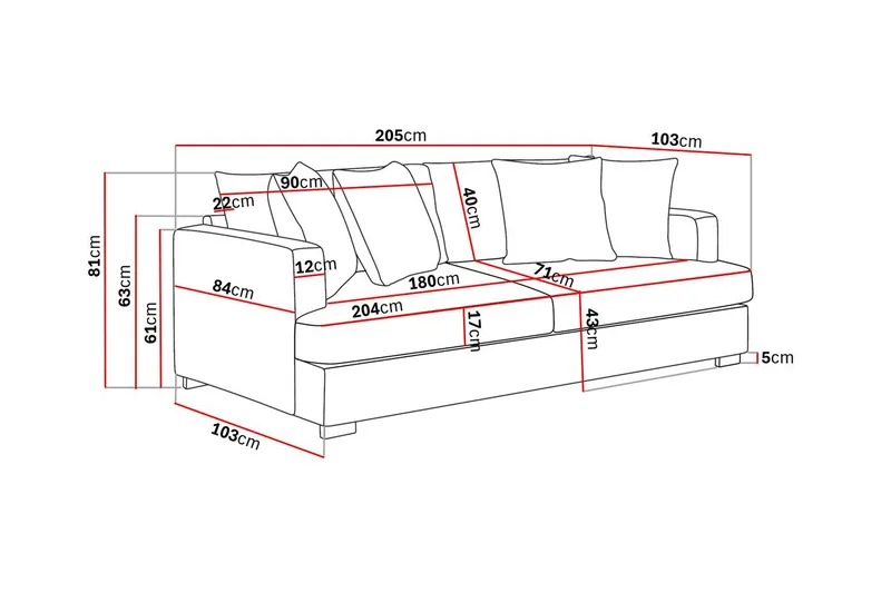 Rossita 3-personers Dyb Sofa i Jernbanefløjl - Greige - Møbler - Sofaer - 3 personers sofa