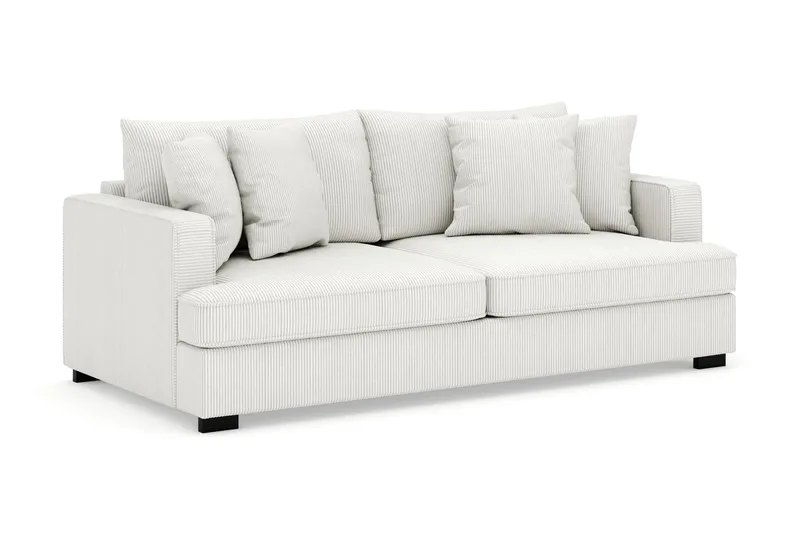 Rossita 3-personers Dyb Sofa i Jernbanefløjl - Offwhite - Møbler - Sofaer - Velour sofaer