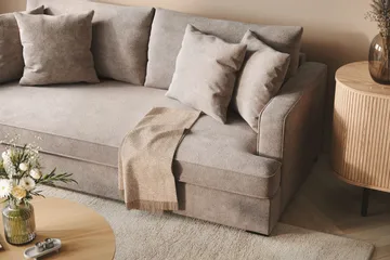 Rossita 3-personers Dyb Sofa med Hel Pude i Chenille - Trenza 08, Grå/Brun Chenille - Møbler - Sofaer - 3 personers sofa