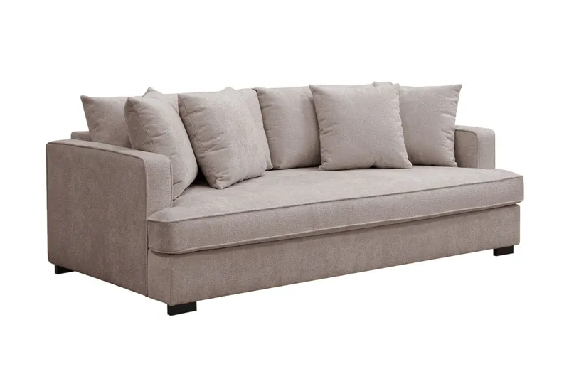 Rossita 3-personers Dyb Sofa med Hel Pude i Chenille - Grå / Brun - Møbler - Sofaer - 3 personers sofa