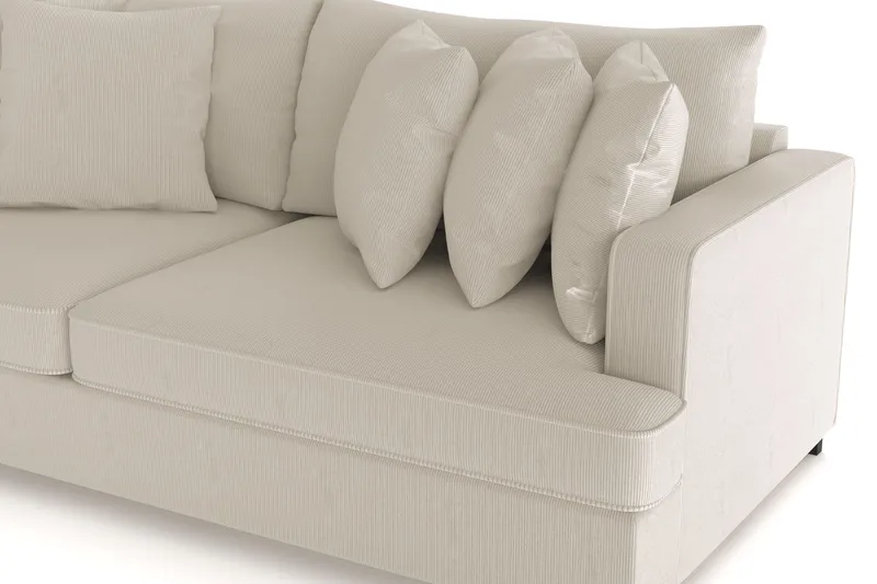 Rossita 4-personers Dyb Sofa i Jernbanefløjl - Greige - Møbler - Sofaer - 4 personers sofa