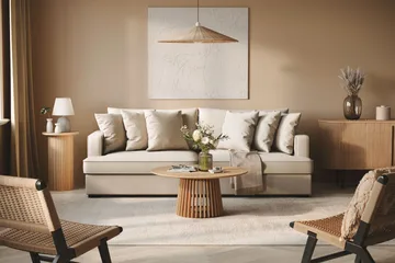 Rossita 4-personers Dyb Sofa i Bouclé - Beige - Møbler - Sofaer - 4 personers sofa