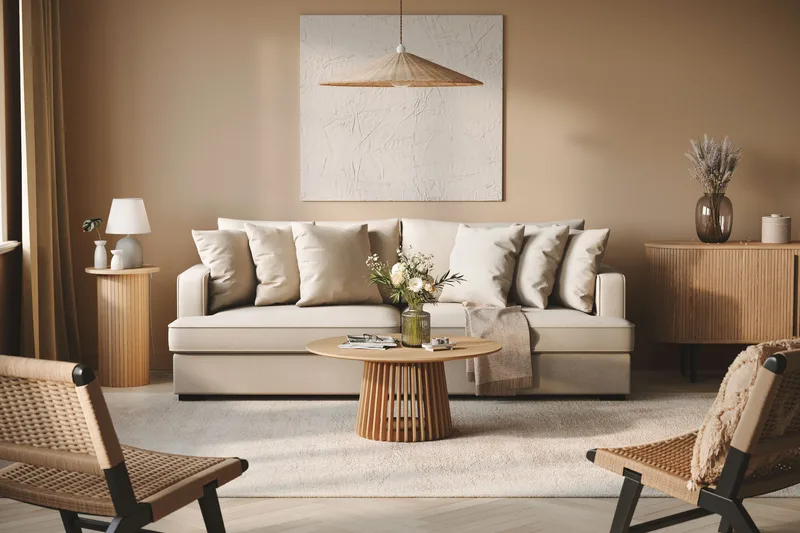 Rossita 4-personers Dyb Sofa i Bouclé - Beige - Møbler - Sofaer - 4 personers sofa